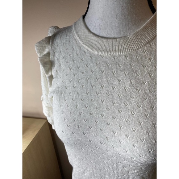 Ella Moss Cream White Boho Puff Sleeved Short Sleeved Sweater Top Size XS NWT - Picture 2 of 10